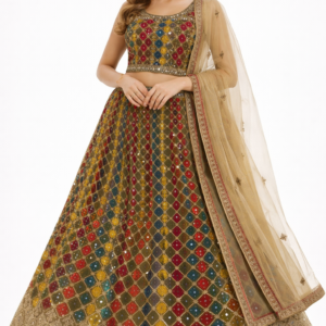 Royal Multicolor Mirror Work Lehenga Set