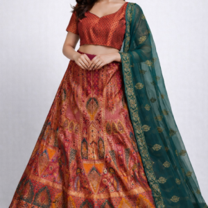 Royal Vermilion Banarasi Lehenga
