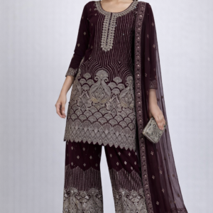 Midnight Zari Elegance Kurta Palazzo Set