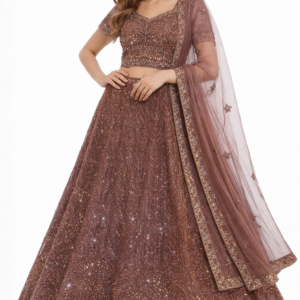 Mocha Luxe Embroidered Lehenga Set