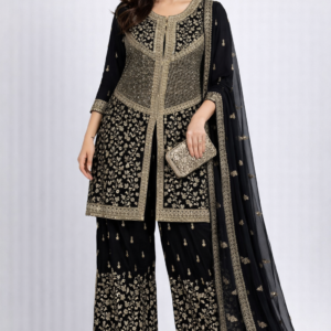 Noir Elegance Embroidered Sharara