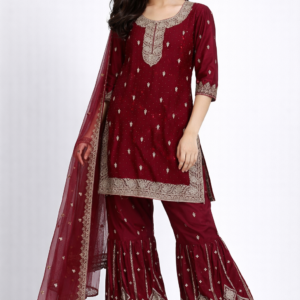 Ruby Regal Embroidered Sharara