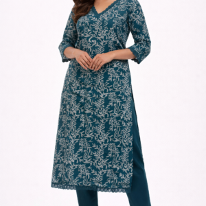 Teal Grace Printed Straight Kurta Set