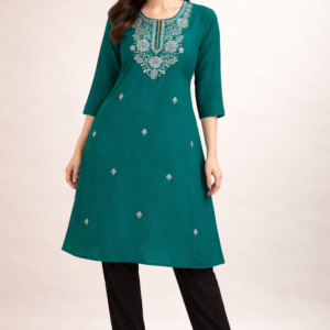 Emerald Grace Embroidered Kurti