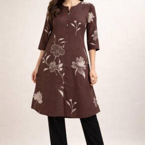 Mocha Bloom Printed Kurti