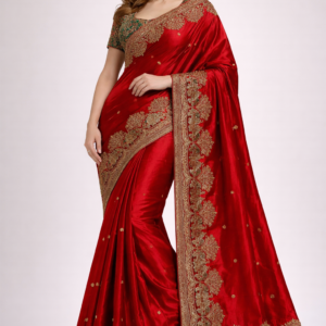 Royal Crimson Heritage Silk Saree