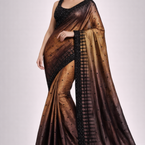 Sunset Noir Ombre Embellished Saree