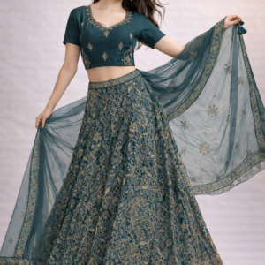 Emerald Noir Embroidered Lehenga Set