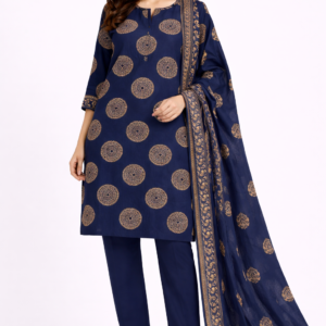 Navy Blue Printed Kurti Set with Dupatta – Elegant Ethnic Wear