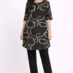 Monochrome Abstract Printed Kurti – Everyday Chic Collection