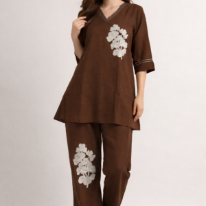Mocha Blossom Co-ord Kurta Set