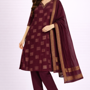 Wine Weave Classic Kurta Set
