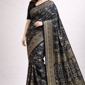 Midnight Blue Regal Woven Saree
